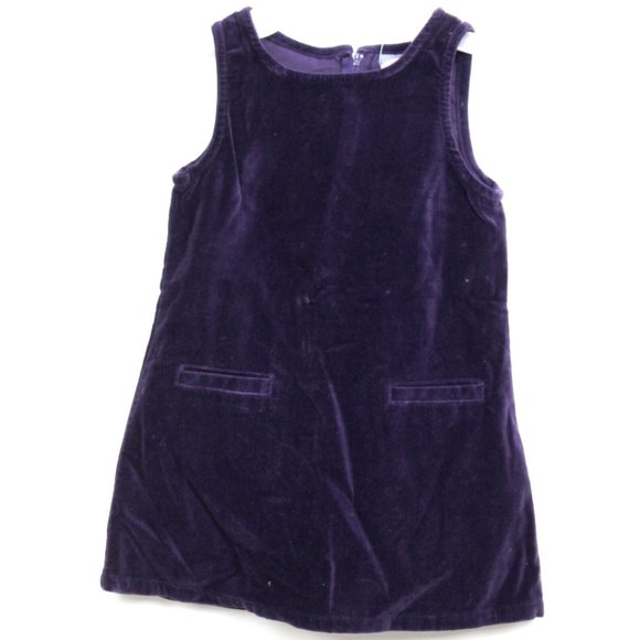 NWT VTG Old Navy Toddler Girl Sz 2 3 Plum Purple Velvet Shift Dress 100% Cotton - Picture 1 of 6